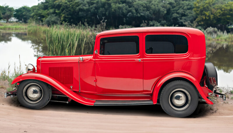 red Ford by Pond